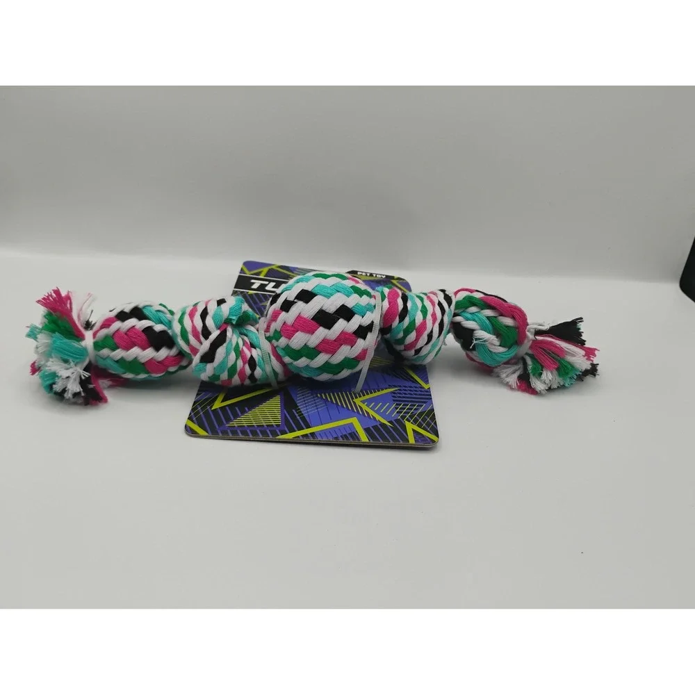 Tuff Toyz Rope Toy Dog Small Multicolor New Braided Knotted Ball Pet Toy